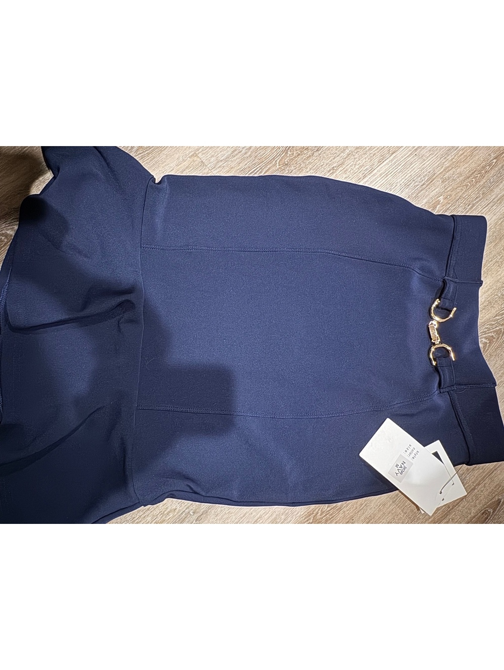 Harper navy dress with ring belt detail